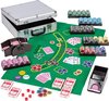 Afbeelding van het spelletje Poker - Pokerset - Pro Poker set 600 chips - Poker chips - Poker fiches - Poker kaarten - Poker koffer - Kaartschudmachine - Inclusief koffer - 44.5 x 28.5 x 16.5 cm - Zilver