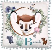 Bambi Disney - Vierkant kussen met pom poms, mint en creme 45x45 cm
