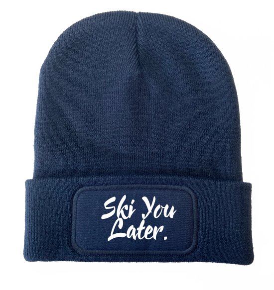 Wintermuts navy - Ski you later - soBAD. | Wintersport | Après ski outfit Warme Muts voor Volwassenen | Heren en Dames Beanie