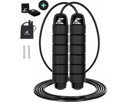 All Black Nutrition Springtouw Complete Set - Verzwaarde Speed Rope met Verwisselbare Gewichten - Inclusief Zweetbandjes en Draagtas - Touwtje Springen - Verstelbaar - Jump Rope voor Fitness, Boksen, Crossfit & Cardio