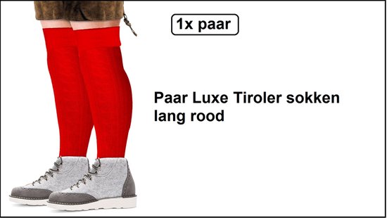 Paar Luxe Tiroler sokken lang rood mt.42-47 - Hamston - tirol oktoberfest apres ski winter feest thema party lederhose kousen festival