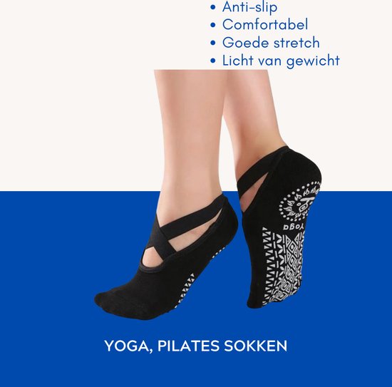 Supertarget - Chaussettes de Chaussettes de sport - Convient aux chaussettes Yoga & Pilates avec antidérapant - 'Ballerina Yoga' - orteils fermés - noir
