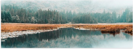 Poster (Mat) - Mooi Landschap aan een Meer - 60x20 cm Foto op Posterpapier met een Matte look