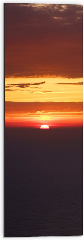 Dibond - Ondergaande Zon - 30x90 cm Foto op Aluminium (Met Ophangsysteem)