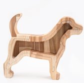 PromiDesign Spaarpot Hond – Essenhout – Plexiglas - 26 × 22 x 4 cm