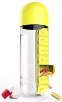Drinkfles met pillendoos | Pillen | Uitneembare pil compartiment | Waterfles | 600 ml | Dagaanduiding | Compact