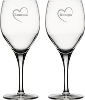 Witte wijnglas gegraveerd - 34cl - Bomma-Bompa-hartje