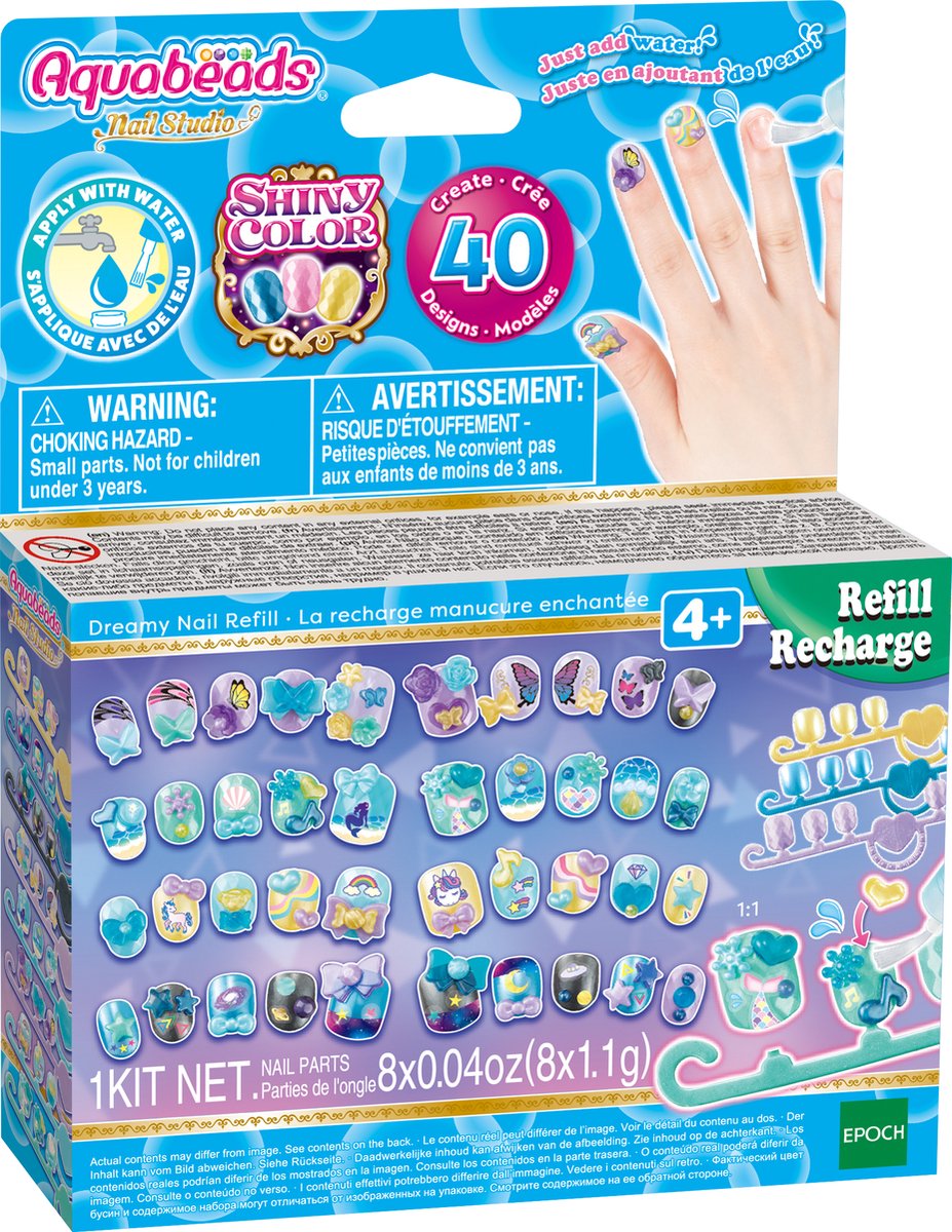 Aquabeads Dreamy nagel navulling- 40 nagels in 8 kleuren