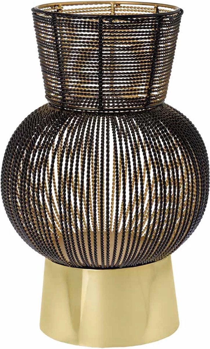 Riverdale Windlicht Ise - Zwart/Goud - Hoogte 32cm - Sfeerlicht