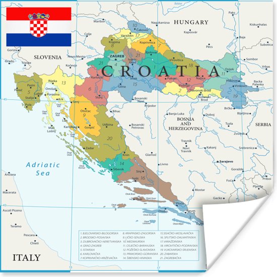 Gedetailleerde kaart van Kroatië met buurlanden