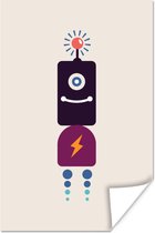 Poster Zwevende robot tegen een lichtbruine achtergrond - 40x60 cm