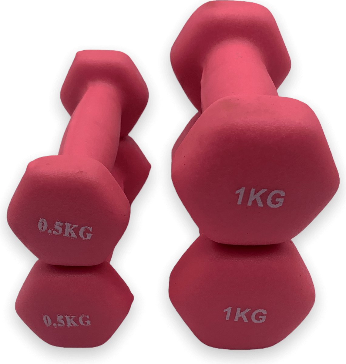 dumbells - Neopreen set 0,5 en 1 kg - roze - fitness gewicht - dumbellset - halterset