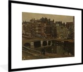 Fotolijst incl. Poster - Het Rokin in Amsterdam - Schilderij van George Hendrik Breitner - 80x60 cm - Posterlijst
