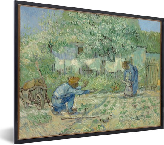 Fotolijst incl. Poster - Eerste stappen (naar Millet) - Vincent van Gogh - 80x60 cm - Posterlijst