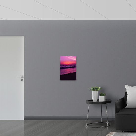 WallClassics - Toile - Mer et plage avec ciel violet - 40x60 cm Photo sur toile (Décoration murale sur toile)