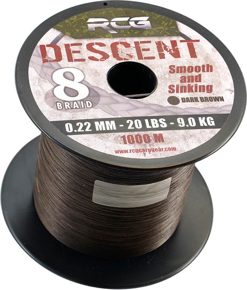Vislijn Descent – Gevlochten Vislijn – Bruin – 35 LBS – 0,35 mm – Zinkend & Rekloos Hoofdlijn
