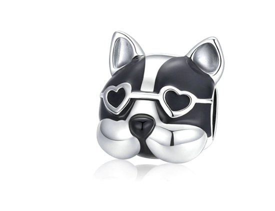 Foto: Fler bedel past op populaire bedel armbanden standaard 3mm armbandbedel hond french bulldog frenchie hangbedel charm 925 sterling zilver emaille zwart armband kraal cadeau valentijnsdag
