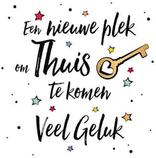 Wenskaart - Een nieuwe plek om thuis te komen - Wit - 1 Stuk - 14 x 14 cm