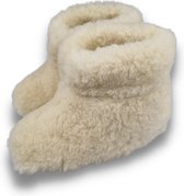 wollen sloffen 100% wol pantoffels - wit hoog model - leren zool - maat 43