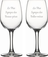 Witte wijnglas gegraveerd - 26cl - Le Plus Sympa des Beaux-pères & La Plus Sympa des Belles-mères