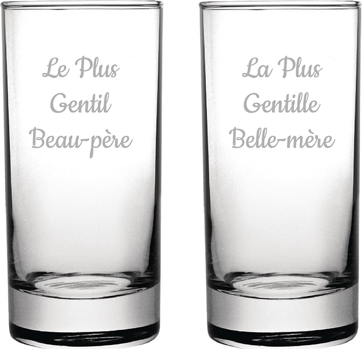 Longdrinkglas gegraveerd - 28,5cl - Le Plus Gentil Beau-père & La Plus Gentille Belle-mère