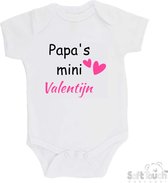 100@ katoenen Romper "Papa's mini Valentijn" Unisex Katoen Wit/zwart/roze Maat 62/68