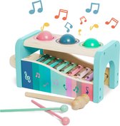 3-in-1 Hamerspel met Xylofoon - Multifunctioneel Keyboard –Kinderen Speelgoed 1 - 4 jaar- Piano - Muziekspeelgoed Voor Peuters-Baby Peuter Houten Muziek Instrument - Blauw
