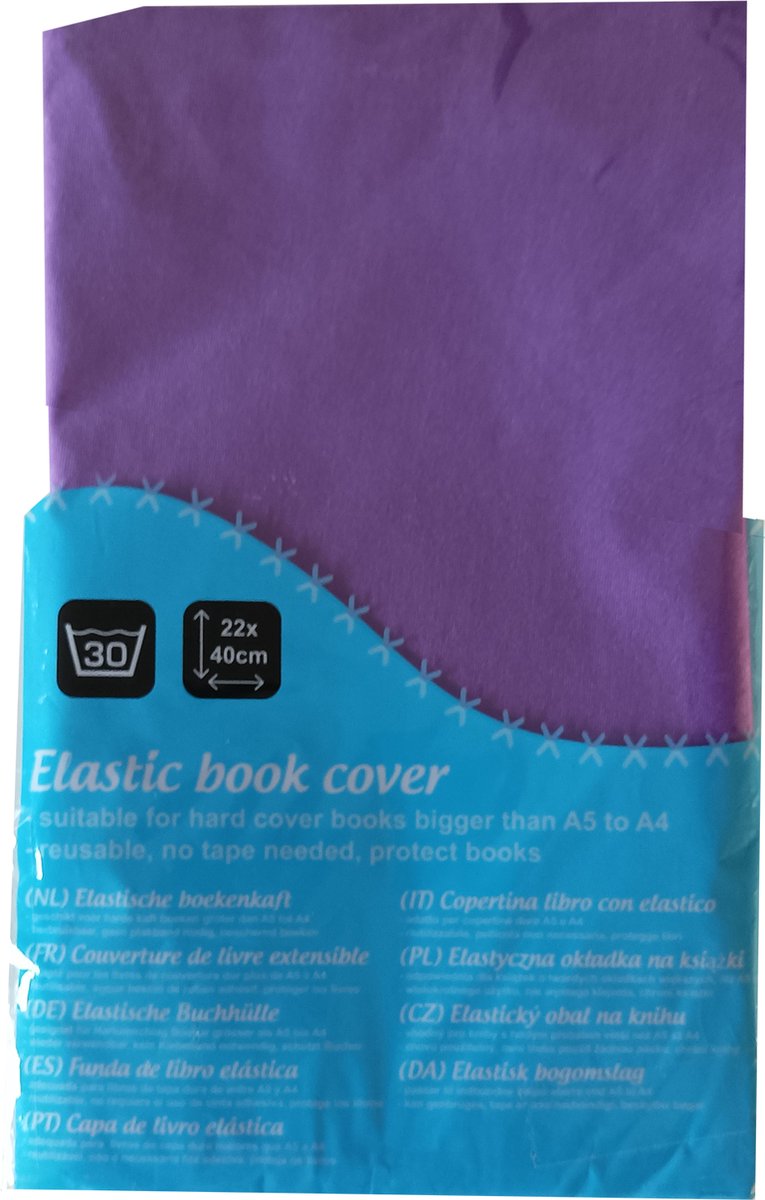 Rekbare Boekenkaft A4 - Paars - 22x40cm