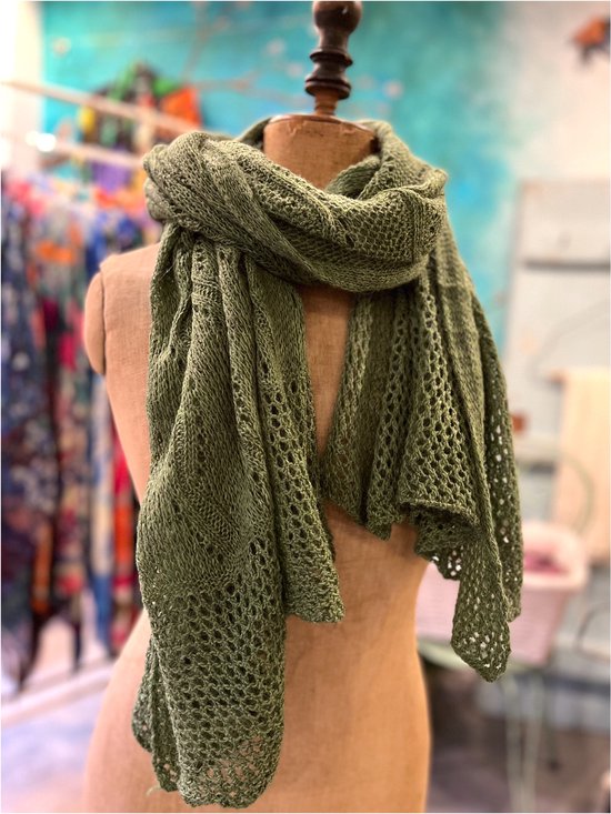 Lovely Scarfs, ajour gebreide shawl, groen, omslagdoek, dames sjaal,  opengewerkte... | bol.com
