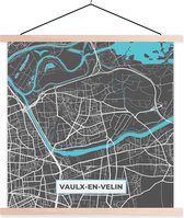 Porte-affiche avec affiche - Affiche scolaire - Vaulx-en-Velin - France - Plan de la ville - Carte - Plan d'étage - 60x60 cm - lattes vierges