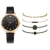 WiseGoods WS1163 Luxe Dames Horloge & Armbanden Set - Fashion Accessoires - Cadeau - Vrouwenhorloge Geschenkset - Zwart - Ø 38mm