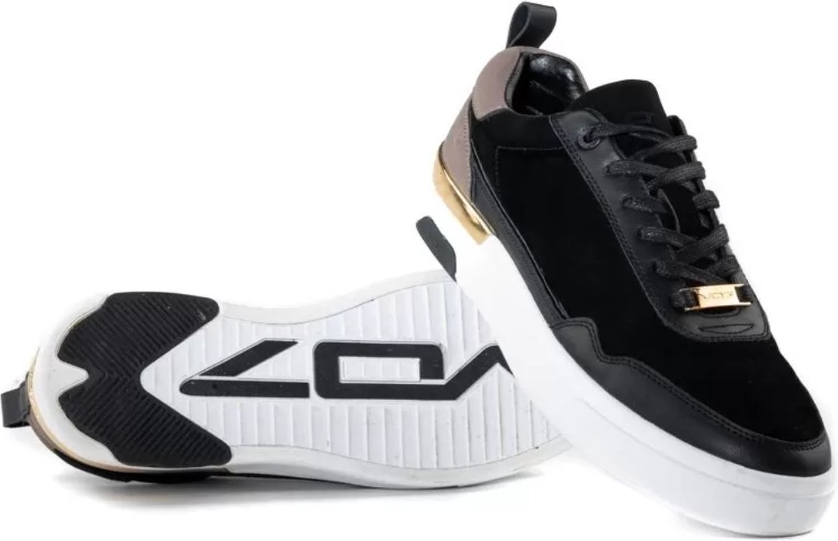 VO7 - DXB Suede Sneaker Boots Heren - Zwart - Goud - Suede Leer - Nette Heren Schoenen - Leren Lage Sneakers - Memory Shape Zolen Voor Extra Comfort - Herenschoenen - Maat 41
