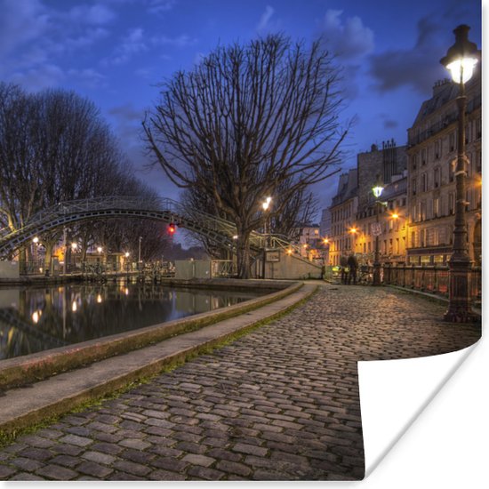 Affiche Canal Saint Martin à Paris papier 75x75 cm - Tirage photo sur Poster (décoration murale salon / chambre) / Poster Europe