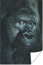 Poster Close up portret van een grote Gorilla - 120x180 cm XXL