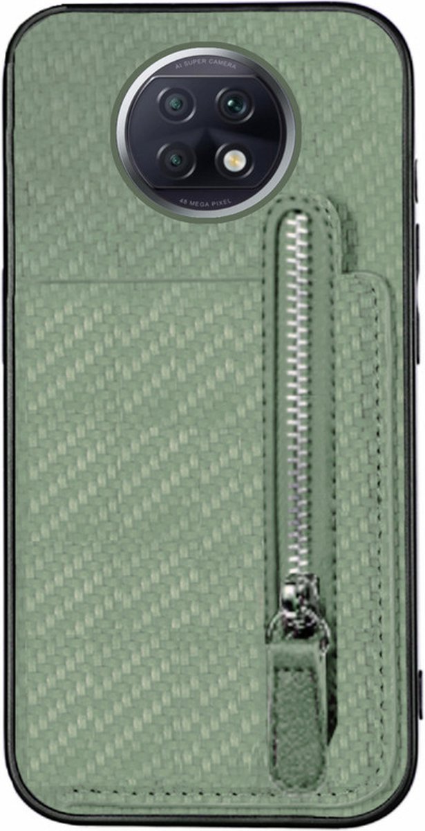 ADEL Kunstleren Back Cover Pasjeshouder Portemonnee Hoesje Geschikt voor Xiaomi Redmi Note 9T (5G) - Groen