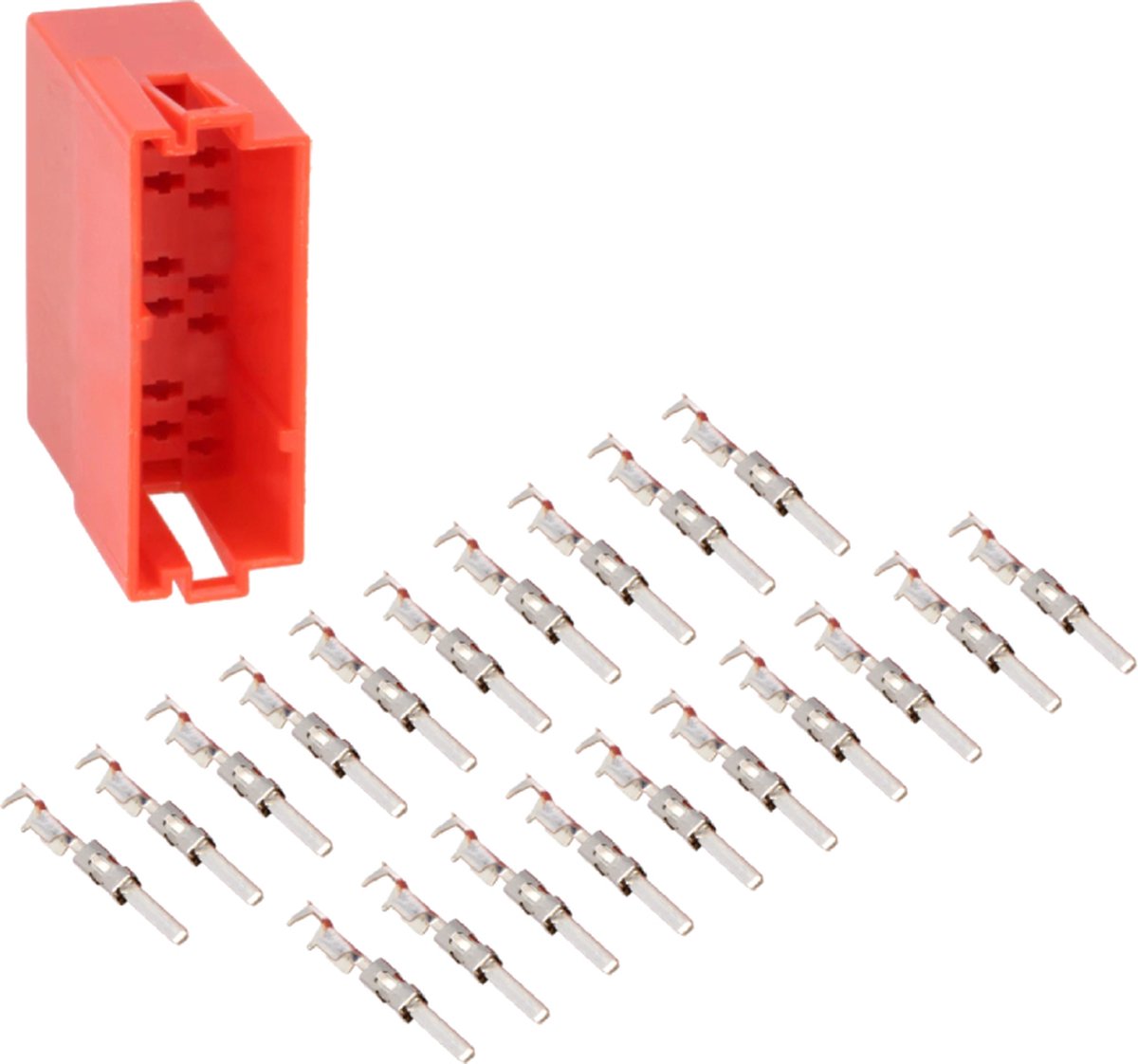 Mini ISO Connector Vrouwelijk - Inclusief 20 Mannelijke Pinnen - Rood
