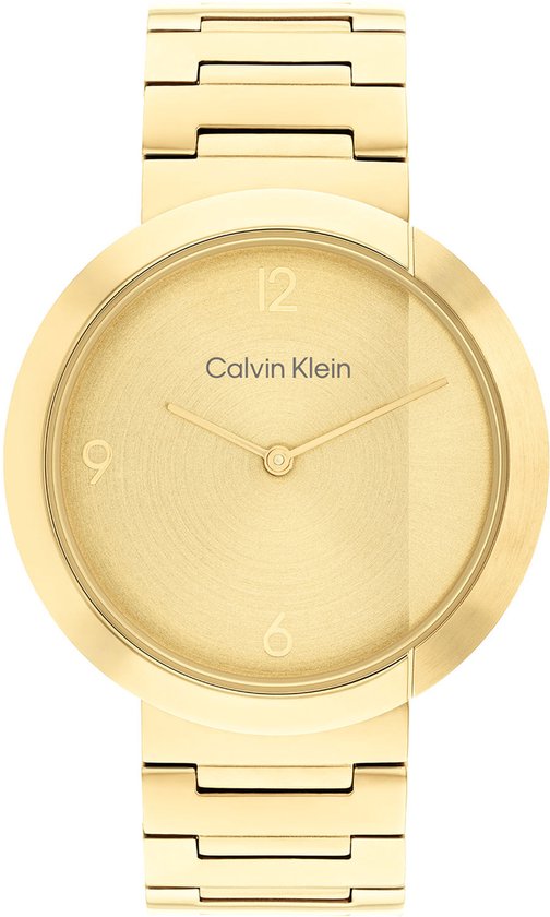 Calvin Klein CK25200290 CK ECCENTRIC Unisex Horloge - Mineraalglas - Staal - Goudkleurig - 38 mm breed - Quartz - Vouw/Vlindersluiting