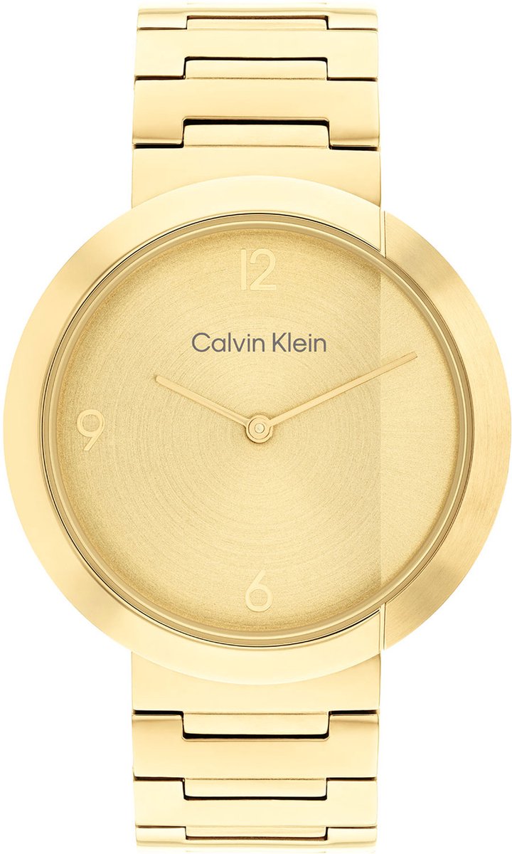 Calvin Klein CK25200290 CK ECCENTRIC Unisex Horloge - Mineraalglas - Staal - Goudkleurig - 38 mm breed - Quartz - Vouw-Vlindersluiting