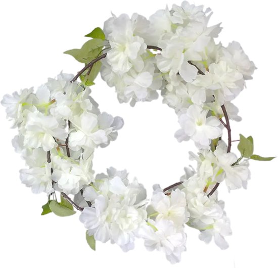 Guirlande de fleurs fleurs de cerisier Wit - Fleurs Witte - Mariage - Fil de fleurs élégant - Pour intérieur, panier de vélo ou guidon - 180 CM Fleurs roses - Fleurs artificielles en plastique Branche de guirlande de vélo