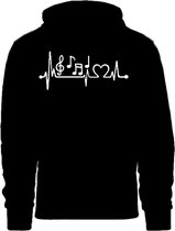 Grappige Hoodie - trui met capuchon - hartslag - heartbeat - muzieknoten - muziek - maat M