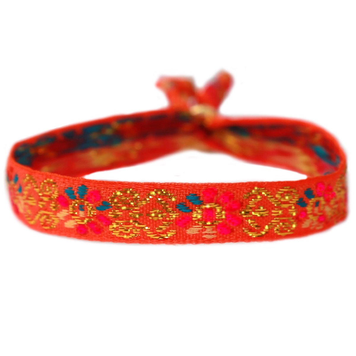 Geweven armband flower orange