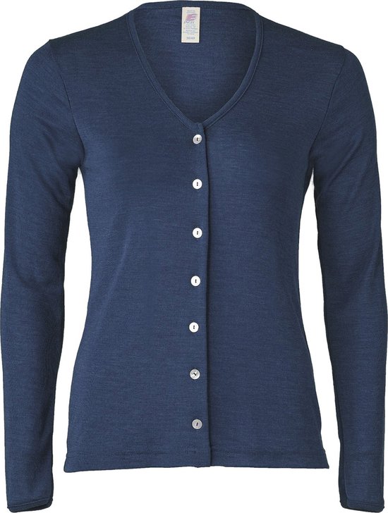 Engel Natur Dames Cardigan - Vest Zijde Merino Wol - GOTS navy blauw 46/48(XL)