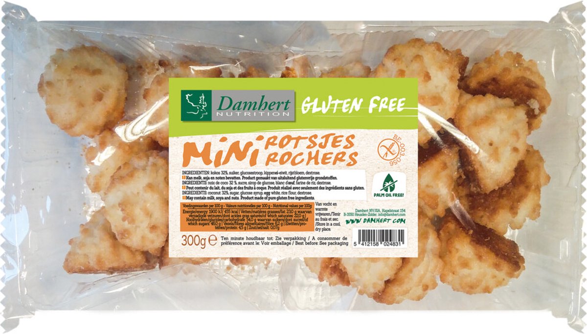12x Damhert Mini Kokosrotsen Glutenvrij 300 gr
