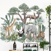 Leo's Party Panda in de Jungle Kinderkamer Muursticker - Kinderkamer wanddecoratie - Babykamer decoratie - Muurdecoratie - Decoratie sticker