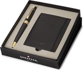 Coffret cadeau stylo à bille Sheaffer - 300/G9325 - ton or chromé noir brillant - avec porte-carte de crédit - SF-G2932551-2