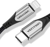 Vention Hoogwaardige Kwaliteit iPhone kabel USB 2.0 C (Type C) NAAR LIGHTNING MFI CERTIFICAAT OPLAADKABEL 1 m Zwart