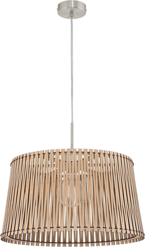 EGLO Sendero - Lampe à suspension - 1 lumière - Ø450mm. - Nickel mat - Érable
