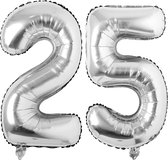 Folie cijfer ballonnen set 25 zilver - 25 - zilver - cijfer - folie - ballon - jubileum - huwelijk