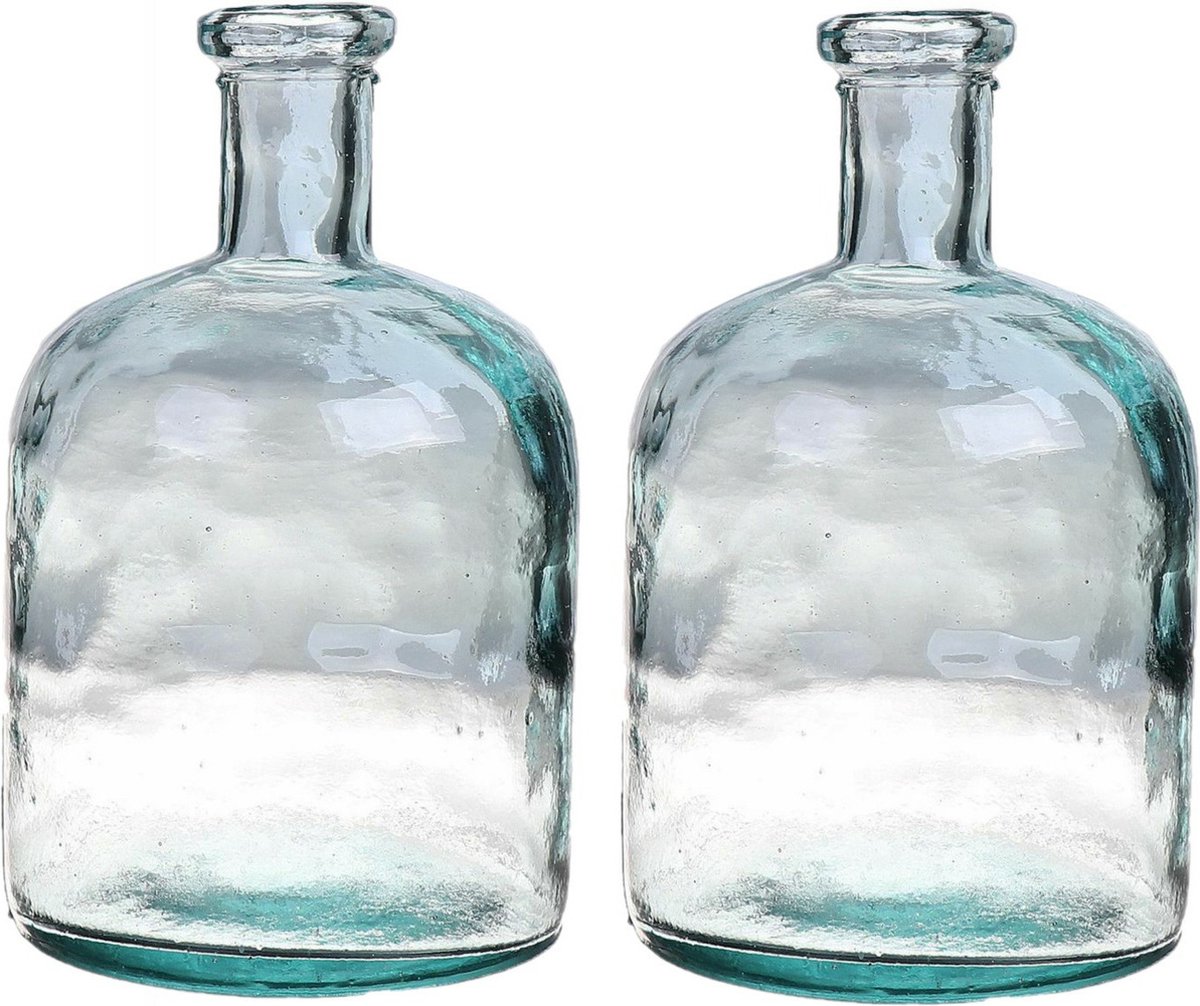 Bellatio Design Bloemenvaas - 2x - helder transparant glas - D15 x H24 cm - vaas