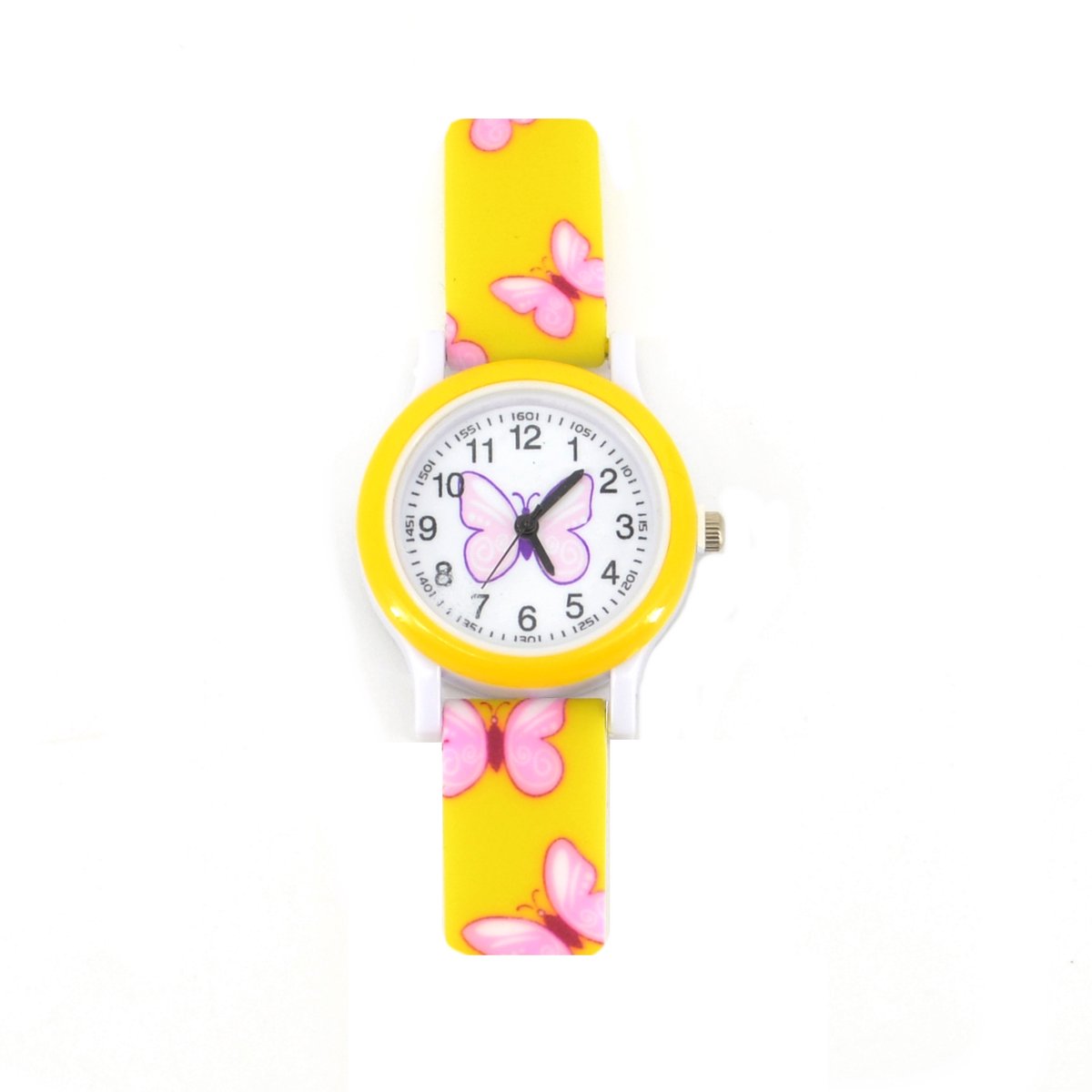 Kinder Horloge Vlinder - Geel | Ø 28 mm | Kunststof-Siliconen | Fashion Favorite